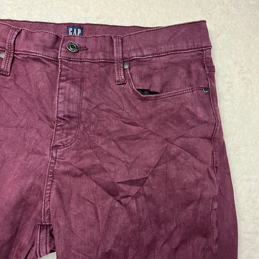 Gap Jeans Womens 31 Regular Purple True Skinny Denim Pants Maroon Burgundy Solid